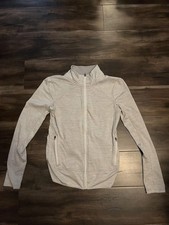 Light Gray Track Jacket Full Zip Long Sleeve Zipped Pockets Women Activewear