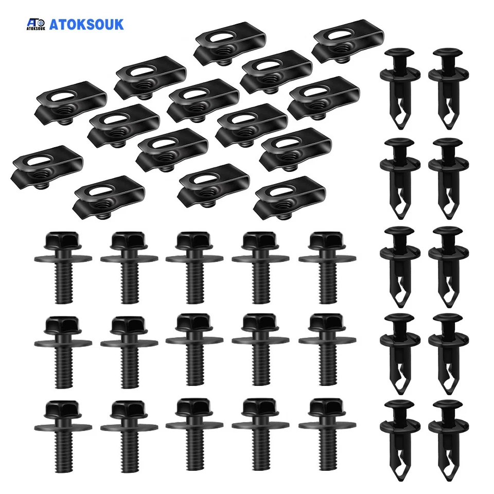 40 piezas para Hyundai Accent Motor Protector contra salpicaduras Placa de deslizamiento Pernos de carrocería Clips de tuerca en U Foto 3 de 4