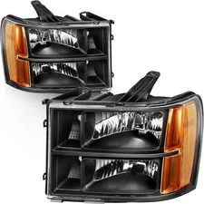 AUTOSAVER88 Headlight Assembly Compatible with OE - Black/Amber/Clear 