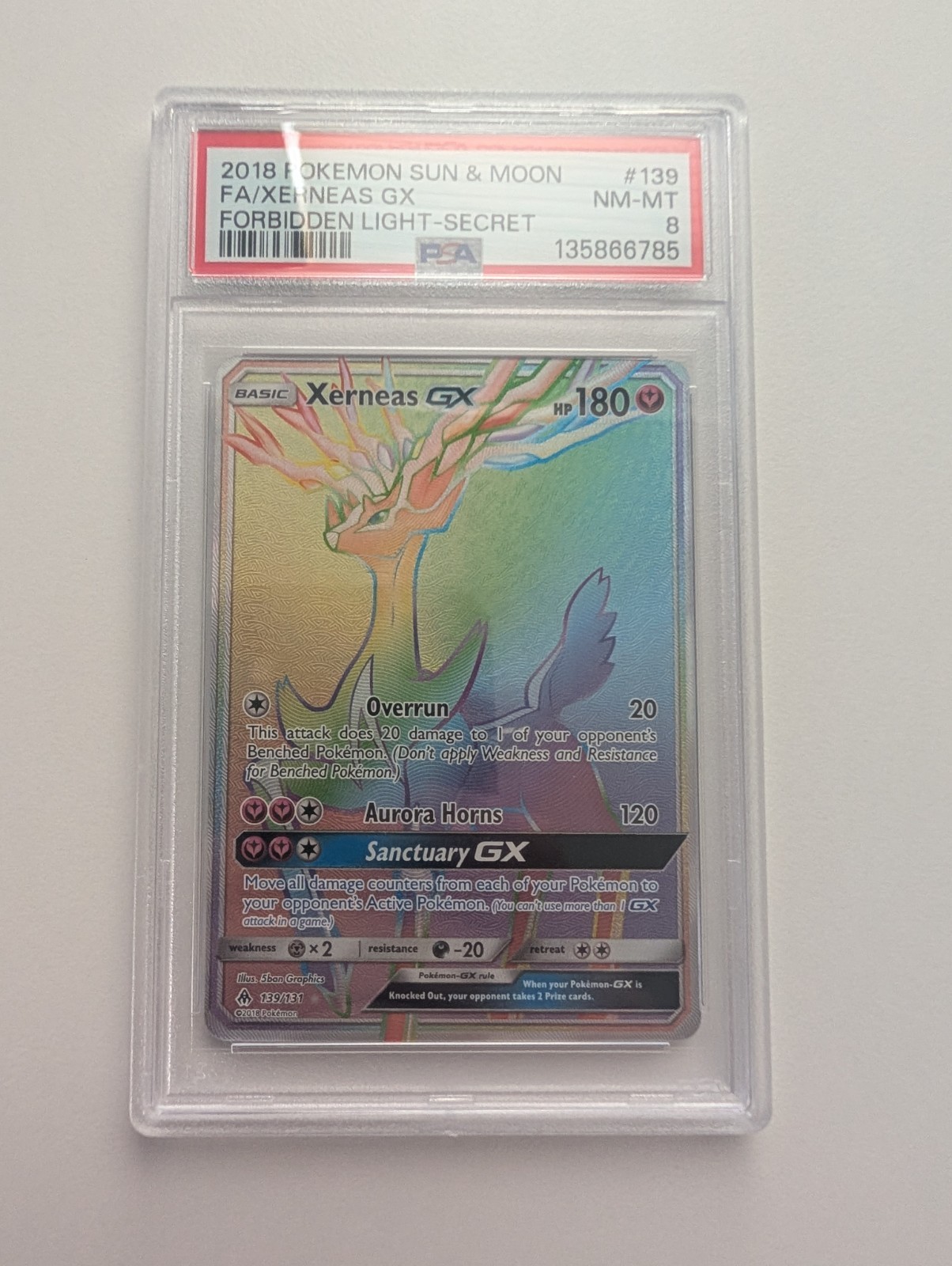 Xerneas GX (Secret) 139/131 Sm-Forbidden Light Holo PSA 8