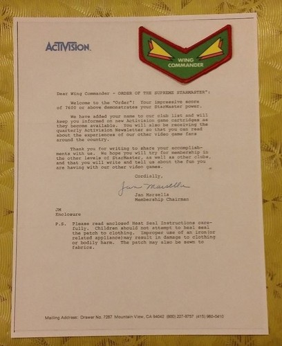 👀 ~ Parche Activision Videojuego Atari Vintage Años 80 - Starmaster Wing Commander - Imagen 3 de 3