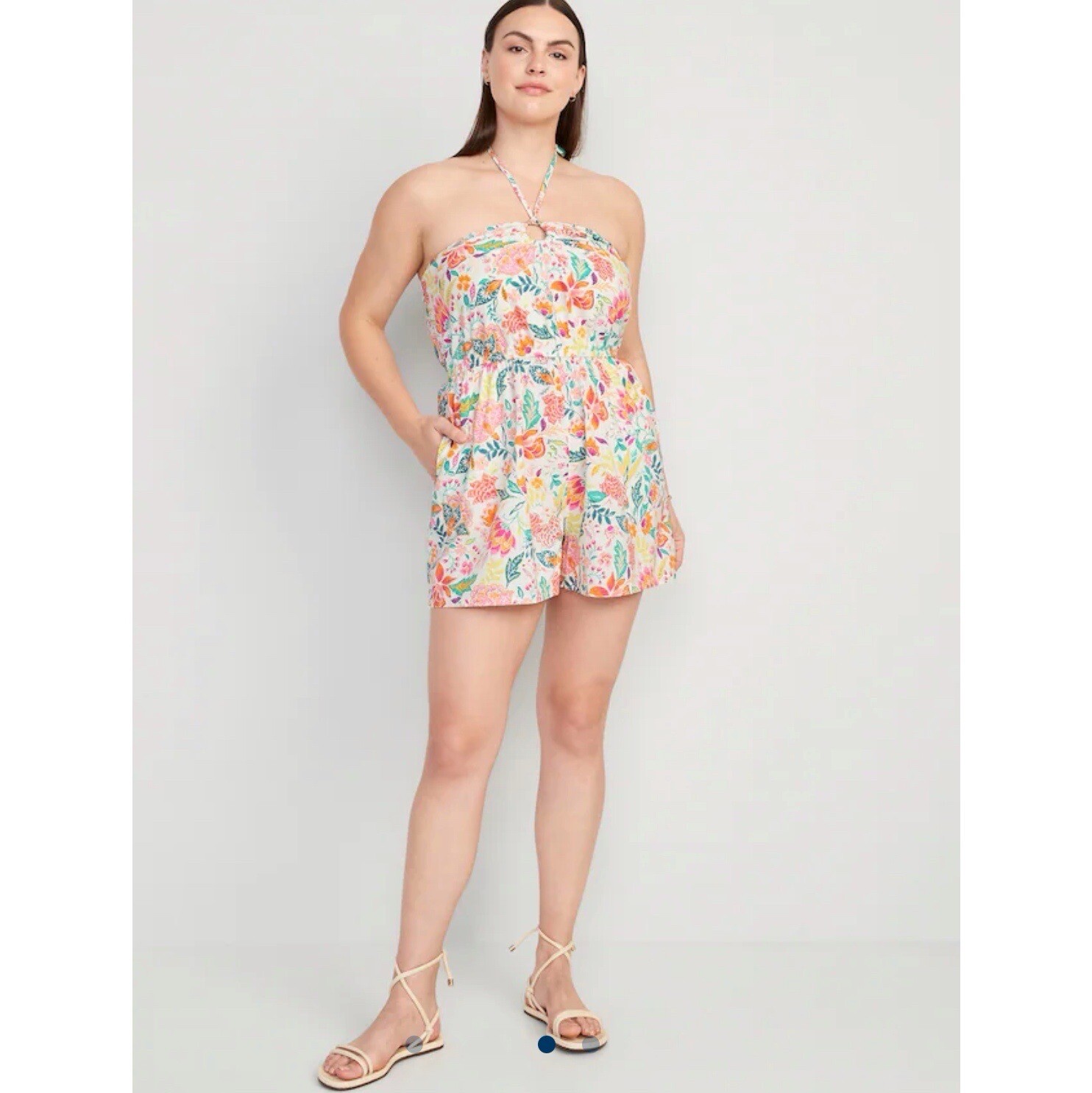 Sale! Old Navy Romper Fit and Flare O Ring Floral Printed Romper Size L