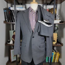 Zanella Milton Men's 2PC Suit Grayish Blue Wool Size 40R / 32x29