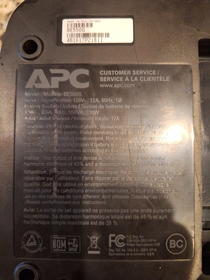 APC Back-UPS ES 550 BE550G 8 Outlets UPS With Cables and Battery,WORKING, - Image 2 of 3
