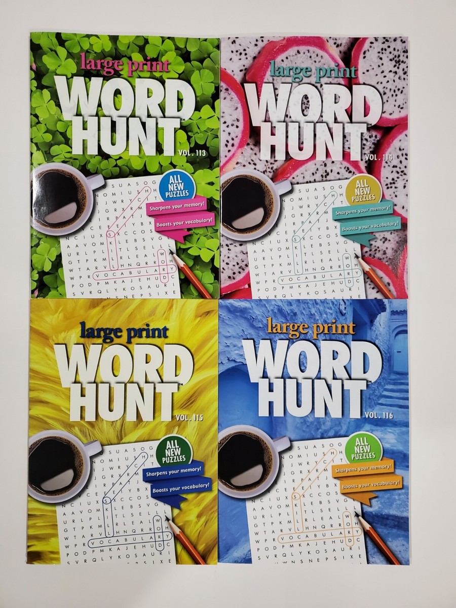 4 New Papp Puzzle Books Large Print Word Hunt Search Find