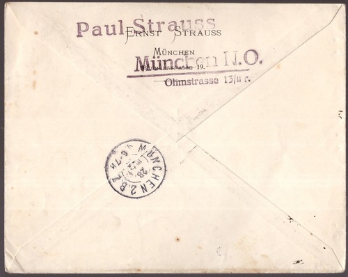 Francia uffici a Levante, 1914 copertina registrata multifrancata per Germania -GW94 - Foto 2 di 3