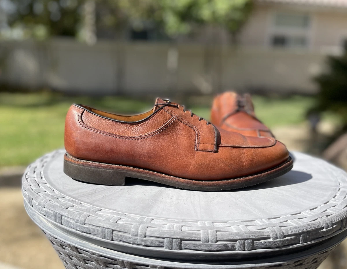 Allen Edmonds Stockbridge Brown Leather Blucher Split Toe Mens 11 D Made in USA