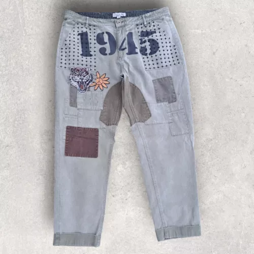 Ouigi Theodore Sun Stone Mens Patchwork Utility Pant 38 Army Tiger Colorblock