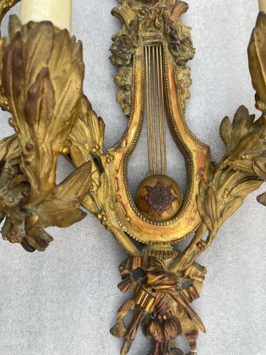 1890/1900′ Paire d’Appliques Style Louis 16 Bronze Doré D’ Aprés Gouthiere - Foto 8 di 12
