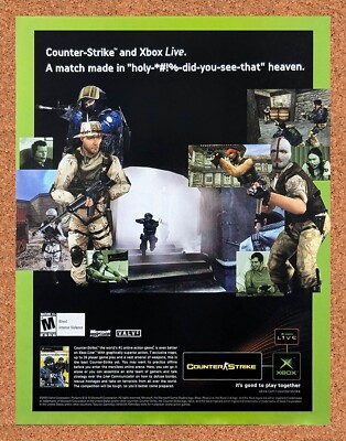 Counter-Strike Xbox Original 2002 Ad Authentic Valve FPS Video Game Promo 