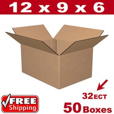 50- 12x9x6 Cardboard Boxes Mailing Packing Shipping Box 32ECT Corrugated Carton