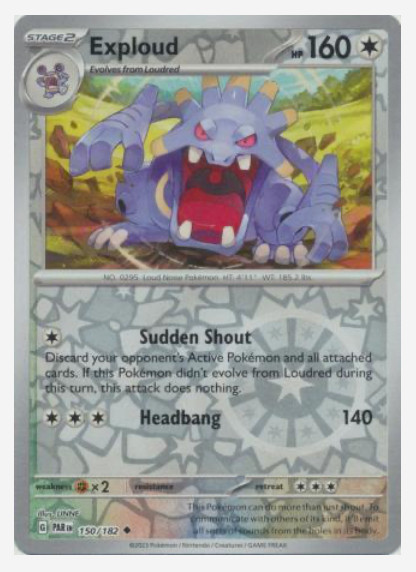 EXPLOUD 150/182 - Reverse Holo - Pokemon - Paradox Rift - NM/M