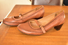 LADIES M&S FOOTGLOVE BROWN LEATHER SHOES SIZE 7 WIDER FIT