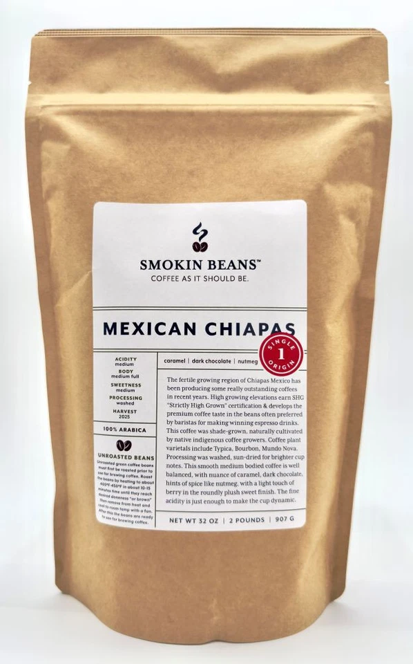 SMOKIN BEANS COFFEE 2-40lb Mexican Chiapas * Specialty Coffee * Premium Unroasted Green Coffee Beans