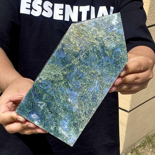 3.47LB Natural water grass agate wide column Obelisk quartz crystal sample colum - 第 9/12 張圖片