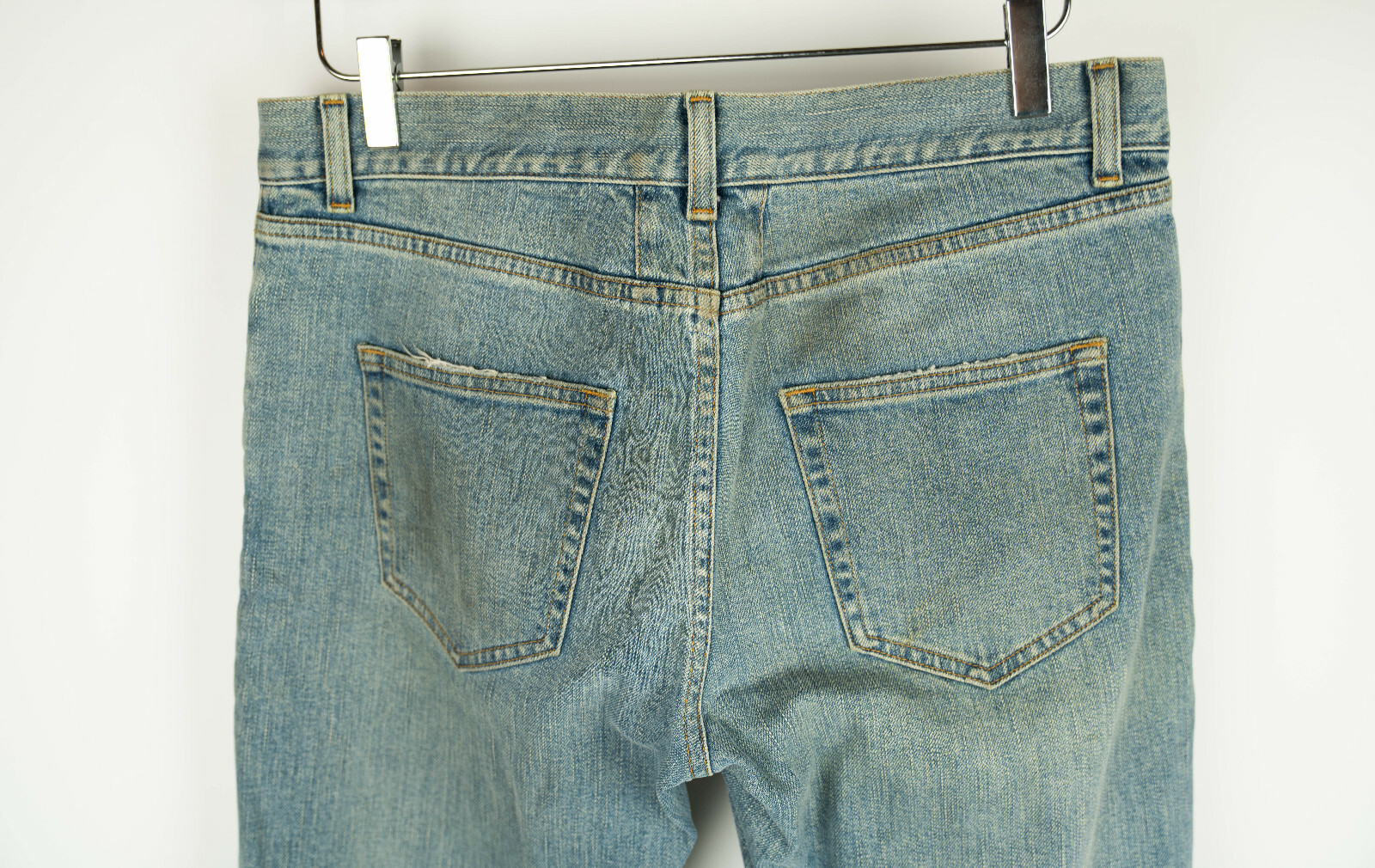 Jeans uomo SAINT LAURENT PARIS D02 SK LW skinny blu denim 31 ginocchio distrutto