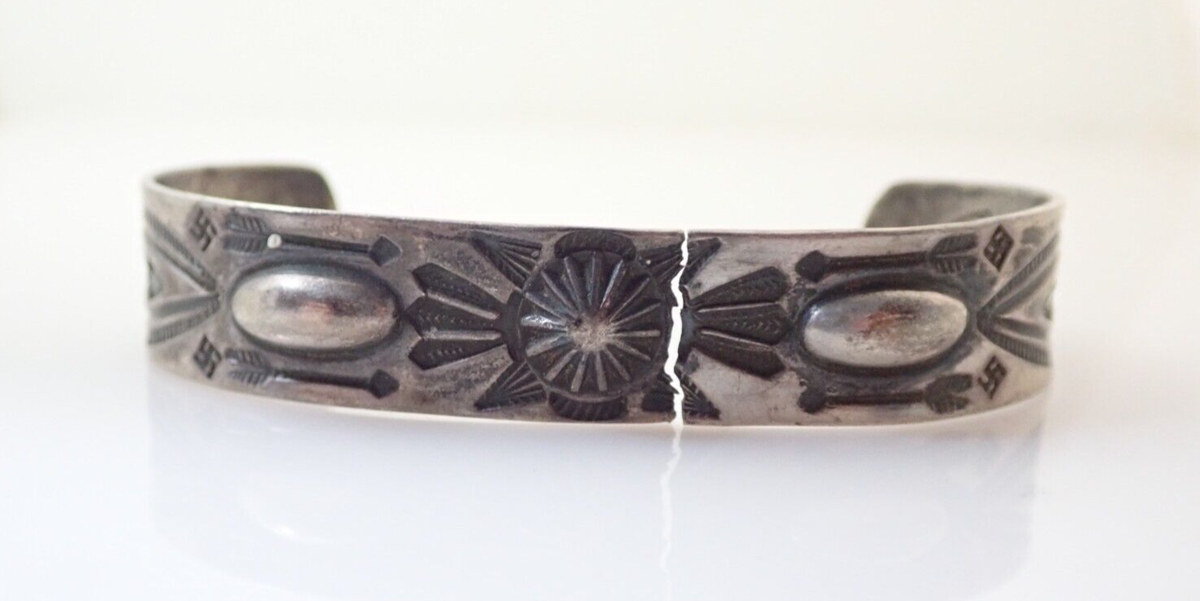 Vntg Navajo Signed Fred Harvey Era Thunderbird Whirling Log