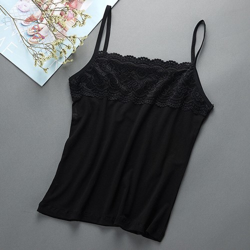 Women Cotton Tank Top Vest Camisole Lace Spaghetti Strap Undershirt Casual - Picture 2 of 12