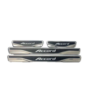 For Honda Accord Chrome Carbon Door Sill Scratch Guard Stainless Steel 4 Pcs