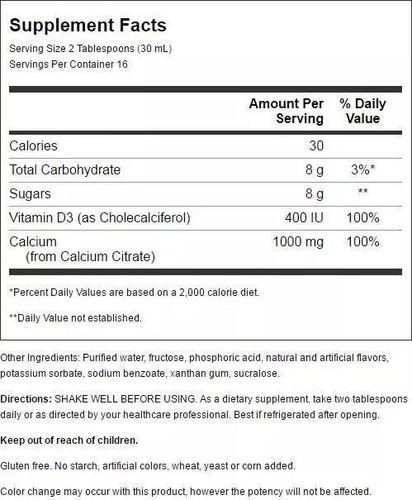 Nature's Blend Liquid Calcium Citrate with D3 - Blueberry 16 oz Liquid - Picture 2 of 2