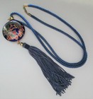 Vintage Cloisonné Tassel Pendant Necklace Blue Cord  — photo 5
