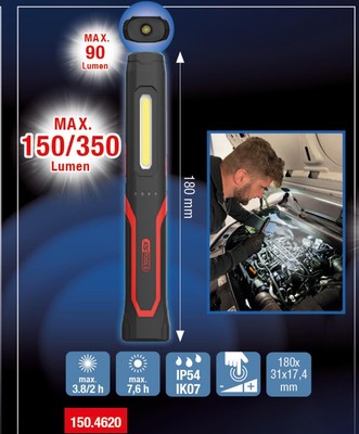 eQiUltimateBEAM Handleuchte slim 350 Lumen - KS Tools 150.4620