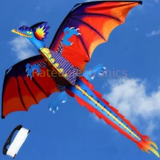 Large Single Line 3D Dragon Kite Long Tail Spring Outdoor Family Activity Toy US