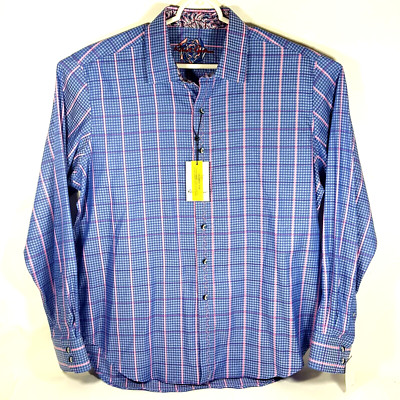 Robert Graham Men's Shirt Long Sleeve Button Window Pane Collared Casual 2XL XXL
