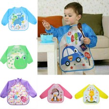 Feeding Apron Waterproof Toddler Feeding Bibs Baby Kids Long Sleeve Weaning
