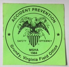 Calcomanía adhesiva MSHA Grundy Virginia Administración de Salud de Seguridad Minera de Carbón