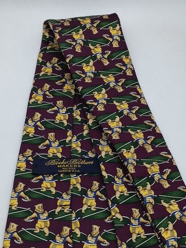 Brooks Brothers Silk Makers Necktie Multicolor Discus Throwing Bear Mens Tie EUC - Picture 2 of 7
