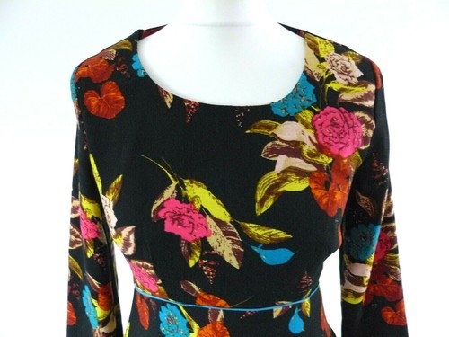 LOUCHE Dress XS 8 Floral 'Cybill Print' Long Sleeve Blogger Style Fit Flare - Picture 3 of 10