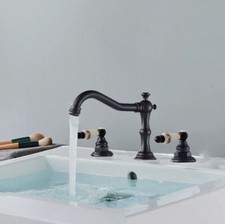 Oil Rubbed Brass Widespread Bathroom Basin Faucet Sink 3 Holes Mixer Tap fhg067