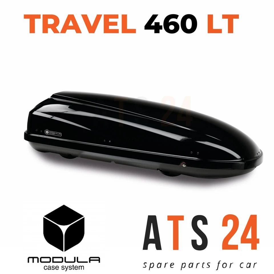 BOX BAULETTO DA TETTO AUTO 460 LT NERO LUCIDO BOX MODULA TRAVEL 197X71X48 - 75KG