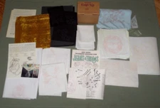 Vintage Tri-Chem Lot Ready to Paint Pictures, Blocks Scarf Tablecloth, Transfers