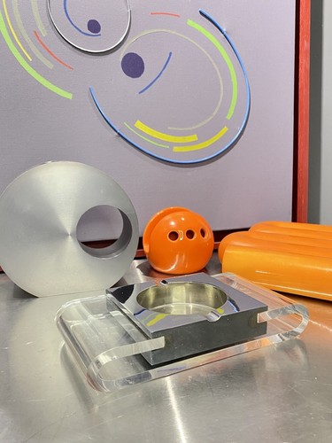 Cendrier en acier inoxvdable et plexiglas de 1970 - Imagen 2 de 7
