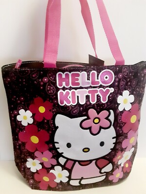 SANRIO Hello Kitty Black Canvas Tote Bag Dance bag Overnight Bag New  Authentic