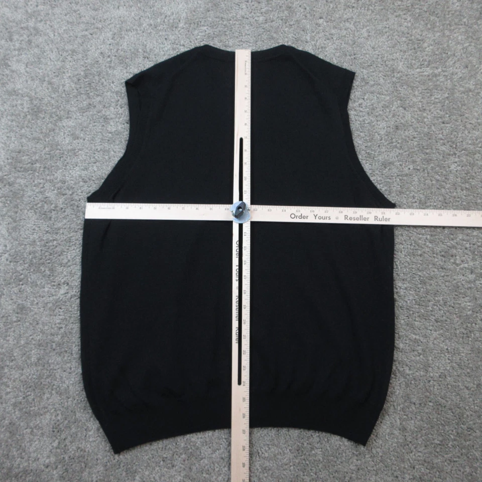 Suéter Negro Marrón Para Hombre Extra Grande Negro Chaleco Italiano Lana Merino Tejido Cuello en V Foto 4 de 4