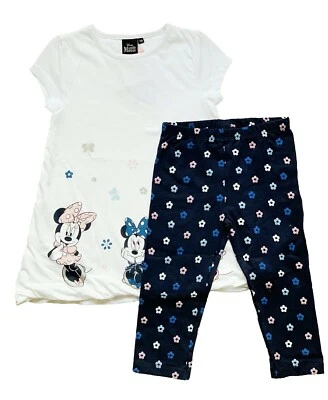 Disney Minnie Mouse niñas niños conjunto camisa túnica leggings pantalones talla 110 K9 - Imagen 1 de 3