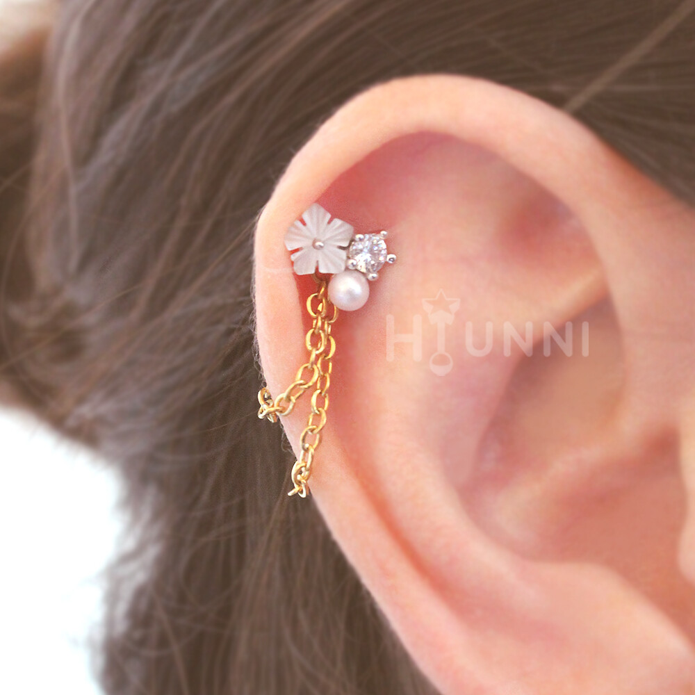 chain earring helix threader earrings