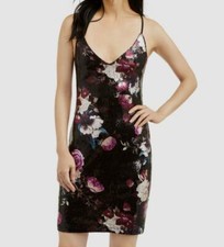 $100 BCX Juniors' Black Sleeveless Floral Sequin V-Neck Bodycon Dress Size Small