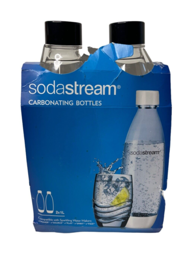 Lot de 2 bouteilles d'eau carbonante Soda Stream remplacements supplémentaires 1 litre chacune - Photo 1/8