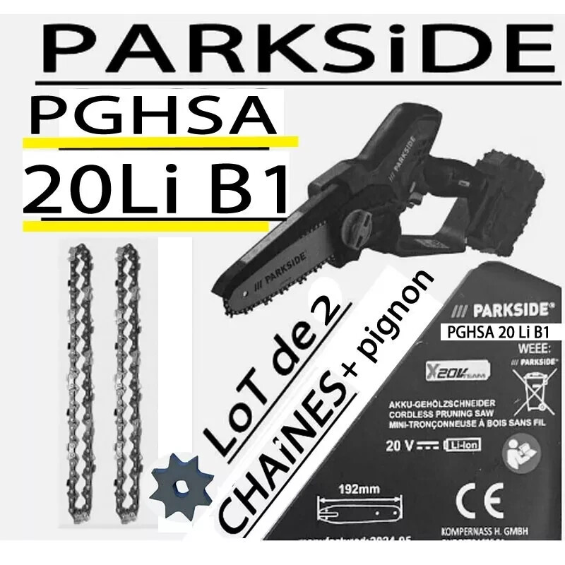 Chaîne mini-tronçonneuse Parkside lot de 2 pour remplacer chaîne usée
