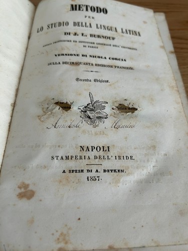 METODO PER LO STUDIO DELLA LINGUA LATINA DI J. L. BURNOUF UNIVERSITÀ PARIGI 1857 - Picture 3 of 23