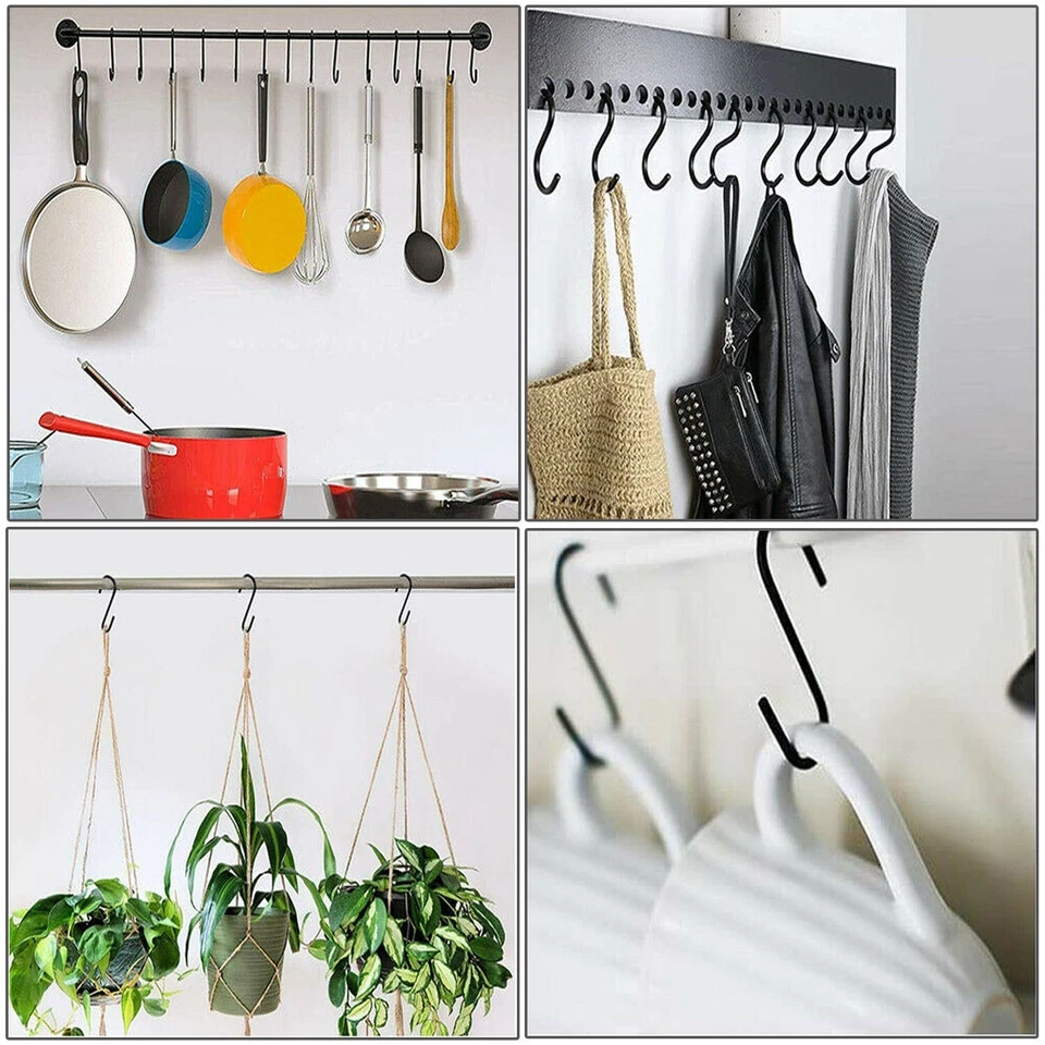 10 PCS Heavy Duty Steel S Shaped Hooks Hanging Hangers Pan Pot Holder Rack - Image 4 of 4