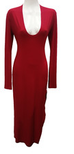 Norma Kamali Red Long Sleeved Dress Size M Deep Vent
