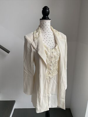 Damen Anzug beige festlich Gr. 36 Oberteil plus Hose