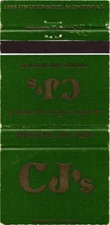 Montreal Canada CJ's Prime Rib House Restaurant Vintage Matchbook Cover