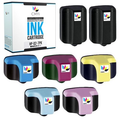 7 PK Replacement Ink Cartridges for HP 02 2 Black 1 CMY 1LC 1LM Combo Cartridge