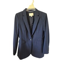 Banana Republic Womens Navy Blue Wool Blazer Size 14 Tall Career Workwear